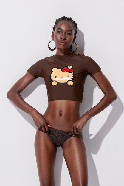 Yoda Leopard Print Halter Neck Swimwear