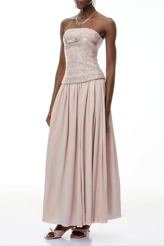 yvonne Off Shoulder Ruched Maxi Dress in pink
