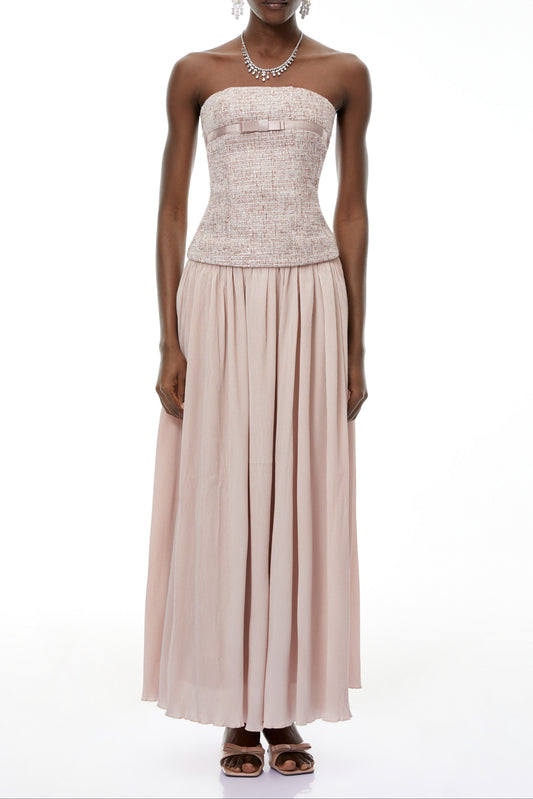 yvonne Off Shoulder Ruched Maxi Dress in pink