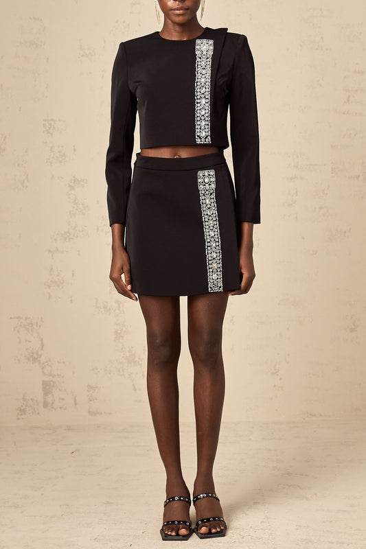 sylvia Crystal Embellishment Side Slit Skirt & Top Set