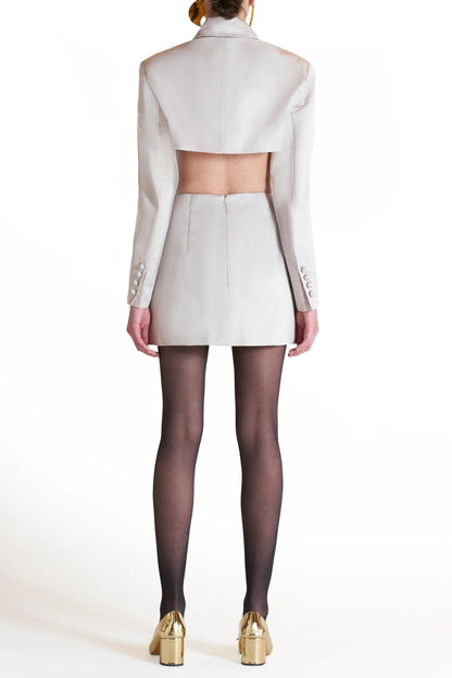 odelette Metal buttoned blazer skirt set in beige