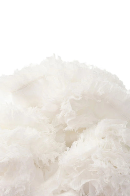 sherry Flower strapless puffy mini dress in white