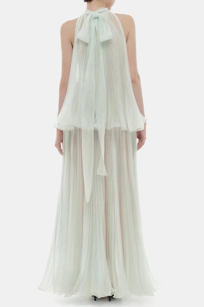 belinda Mint Pleated tulle sleeveless maxi Dress