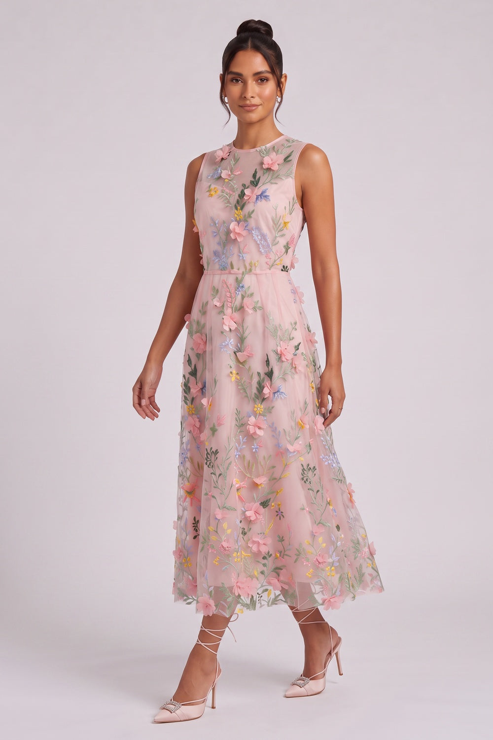 pale pink tulle A-line dress pale pink tulle dress - product view 3