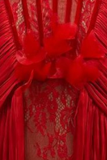 Red Halter Neck Floor-Length Gown with Floral Appliqué