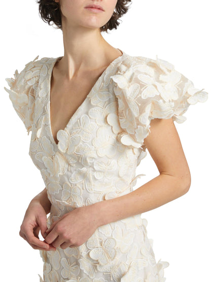 Butterfly Appliqué Mini dress in cream