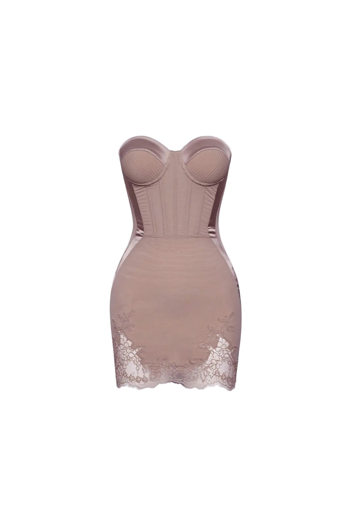 sherry Nude Cord Lace Bustier Mini dress