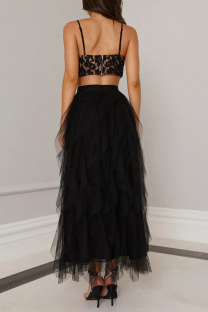 Lace Tulle Set in Black