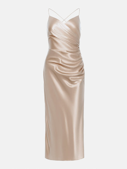 Draped wrap-effect midi dress