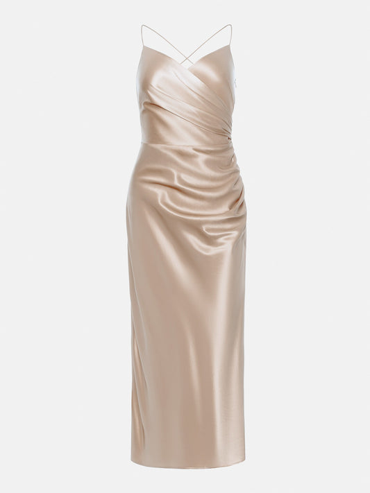 Draped wrap-effect midi dress