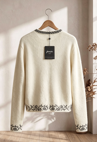 Cream Brushed Fuzzy Knit Boxy Cropped Cardigan
