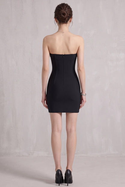black heavy knit bodycon dress black heavy knit dress - product view 4