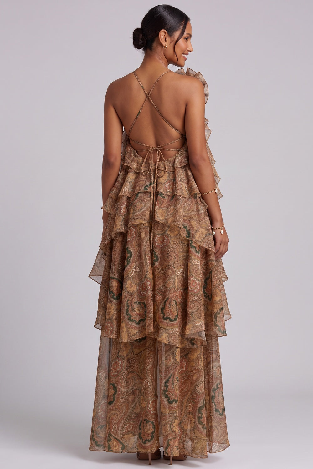 Paisley Ruffle Maxi Dress Premium Fabric - product view 5
