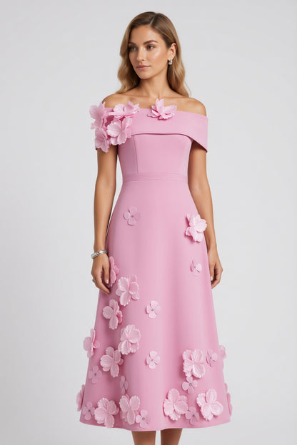 Light Pink Solid Matte Structured Fabric (Likely Crepe or Satin Blend) A-Line Flare Evening Dress Light Pink Solid Matte Structured Fabric (Likely Crepe or Satin Blend) Evening Dress - product view 3
