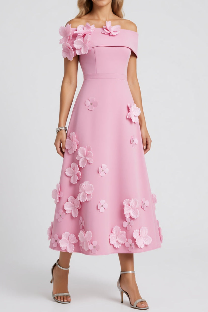 Light Pink Solid Matte Structured Fabric (Likely Crepe or Satin Blend) A-Line Flare Evening Dress Light Pink Solid Matte Structured Fabric (Likely Crepe or Satin Blend) Evening Dress - product view 2