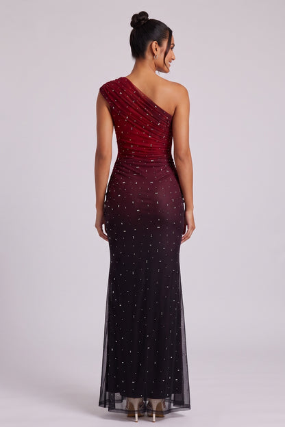 One-Shoulder Ombré Sequined Floor-Length Gown Premium Fabric - product view 3