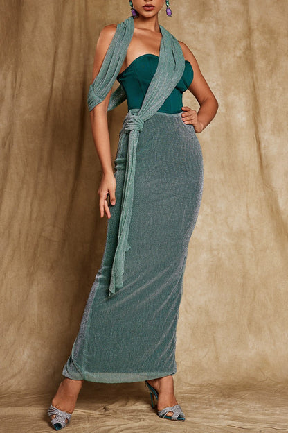 Omilaní Strapless Bandage Maxi Dress