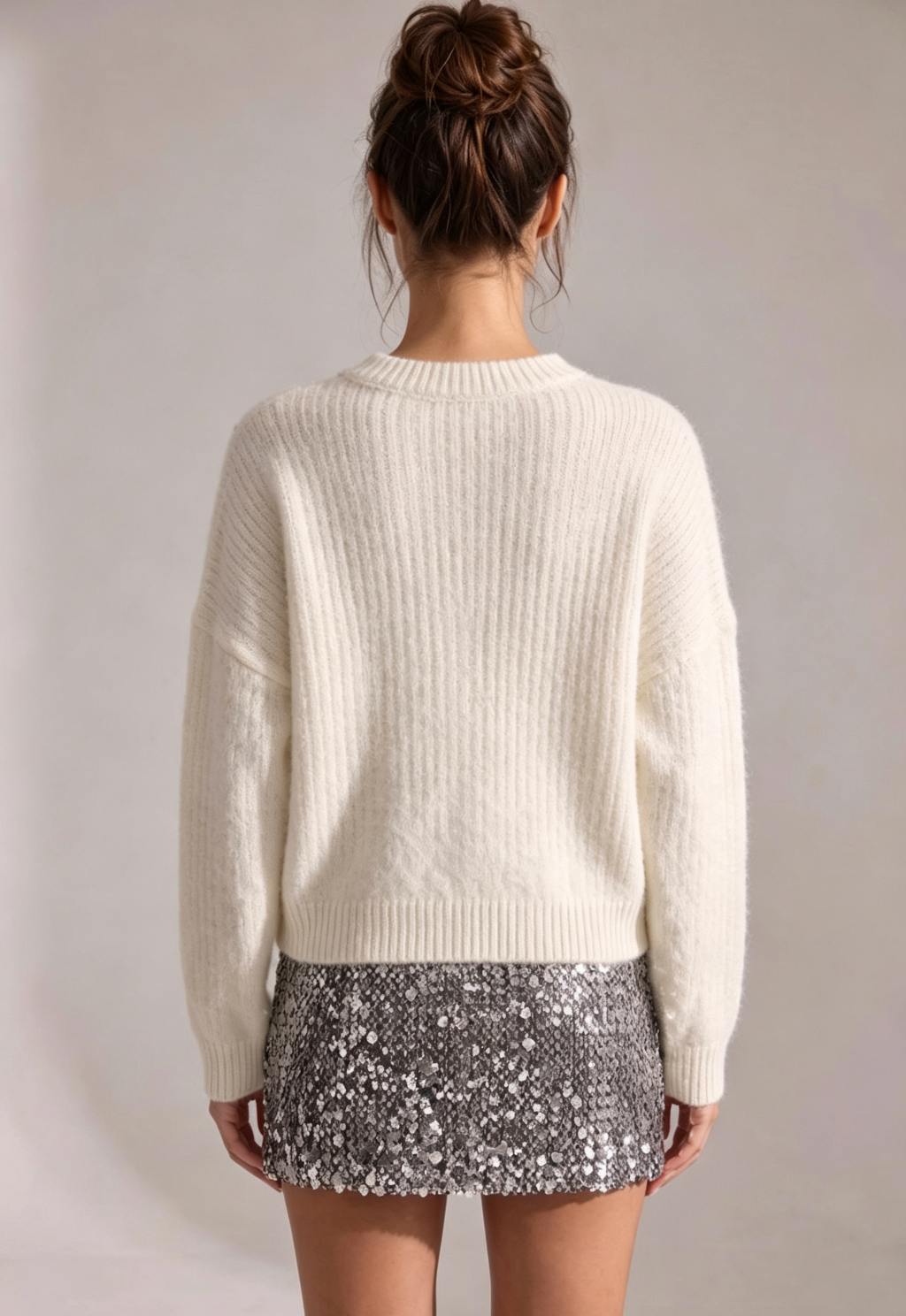 Off-White Fuzzy Knit Relaxed Drop-Shoulder Sweater