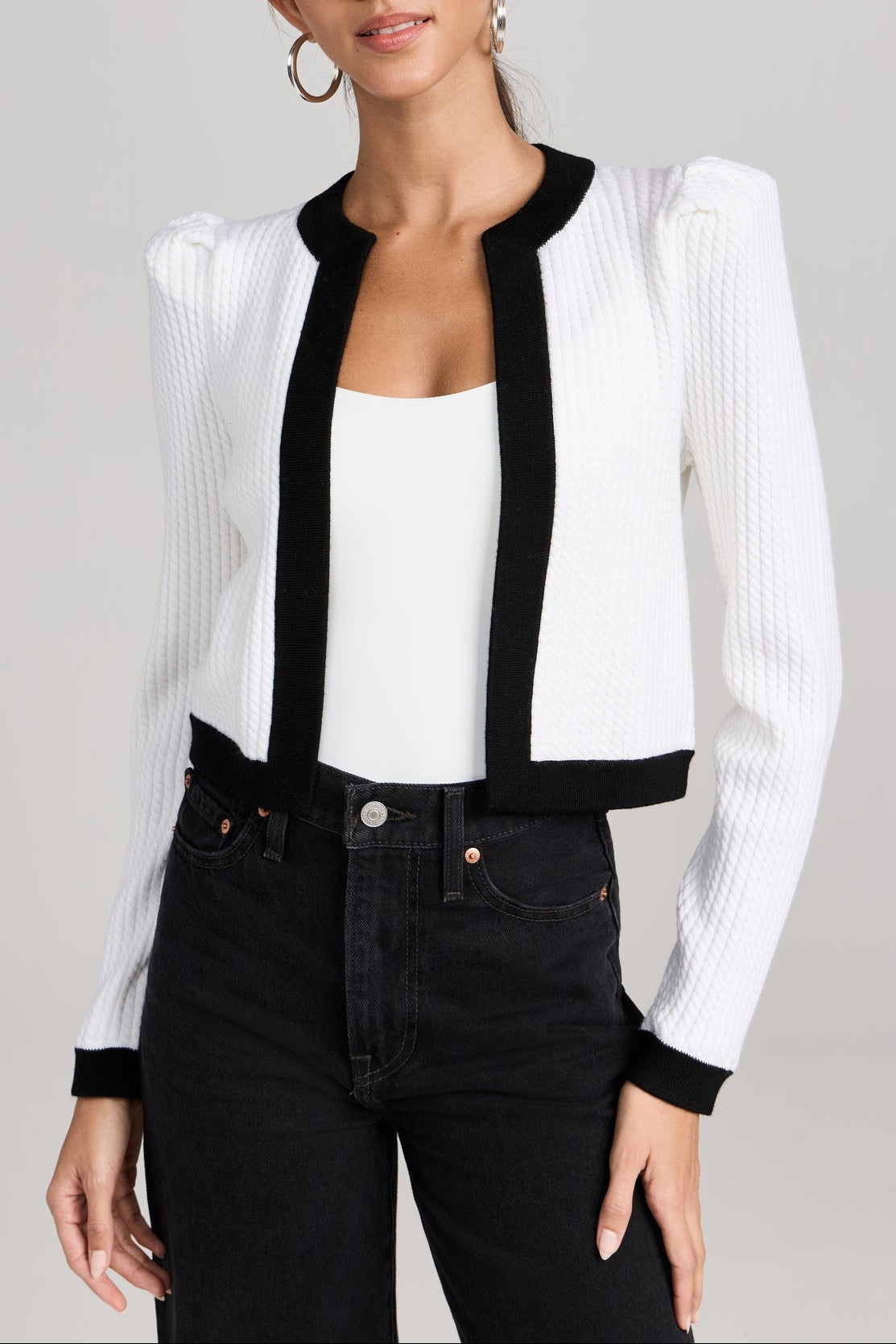 Trina Cable Structured Cropped Cardigan