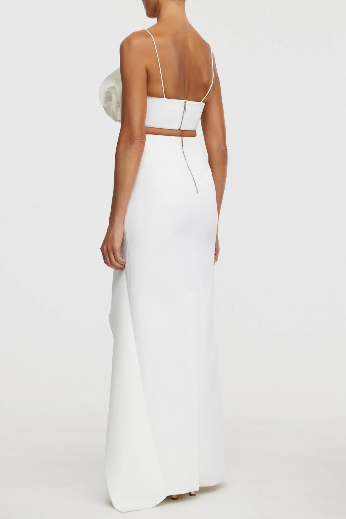 Irregular ruffle fishtail skirt in ivory