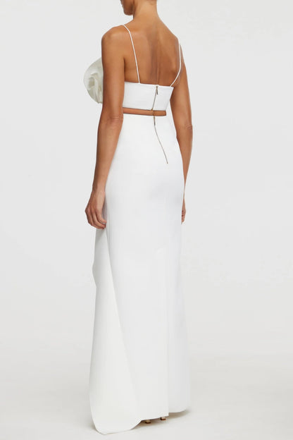 Irregular ruffle fishtail skirt in ivory