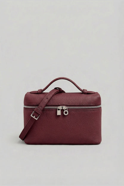 Structured Vanity Bag With Top Handle - Burgundy