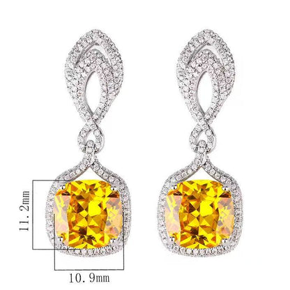 Helen Cushion Cut Gemstone Sterling Silver Earrings
