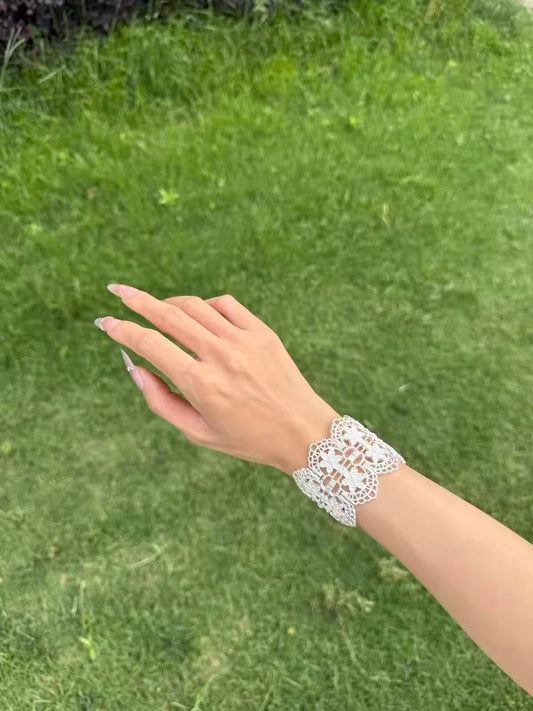 Shannon Gothic Cut Out Floral White Bracelet