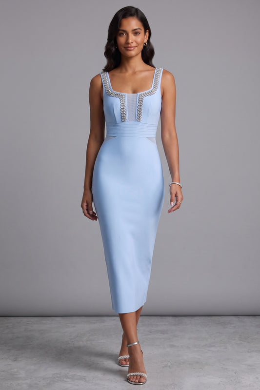 light blue heavy knit sheath dress light blue heavy knit dress - product view 2