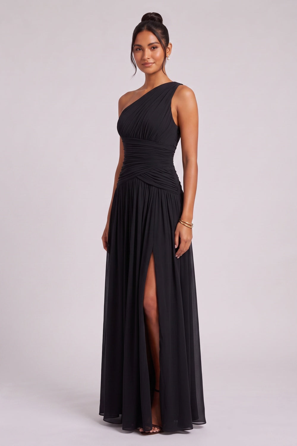 black chiffon a-line gown black chiffon gown - product view 2