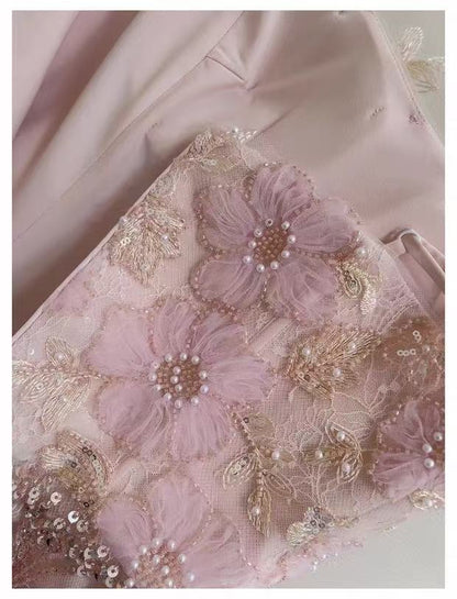 Opala Sleeveless Flowers Diamond Tassels Maxi Dress