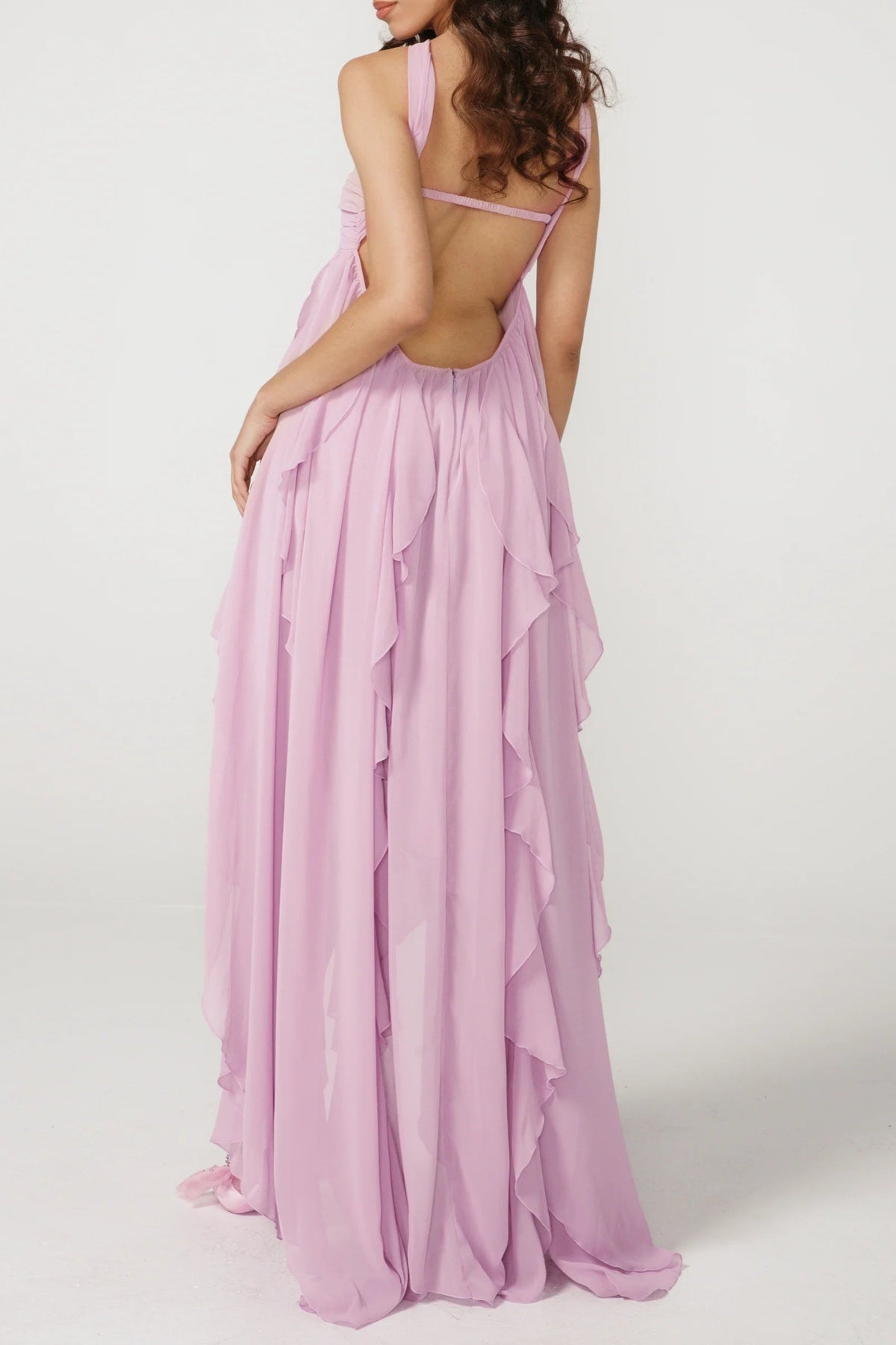 LACE IRREGULAR MAXI DRESS IN Purple