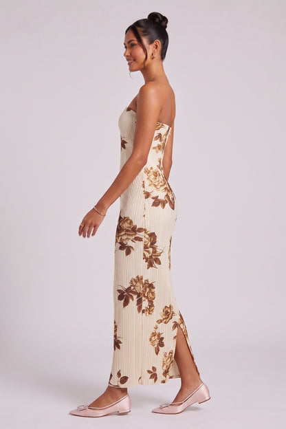 cream plissé knit column dress cream plissé knit dress - product view 4