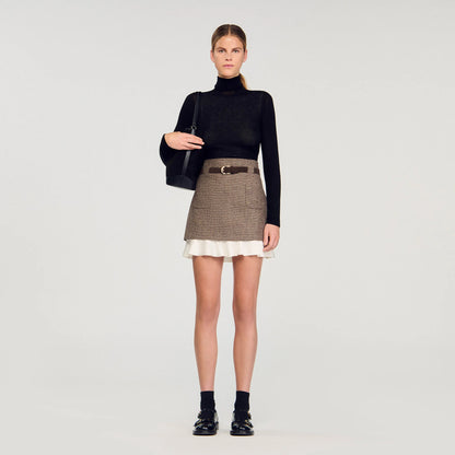 setlla Mini skirt with frill with belt in brown