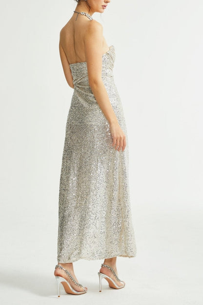 Beatrix silver off-shoulder dress