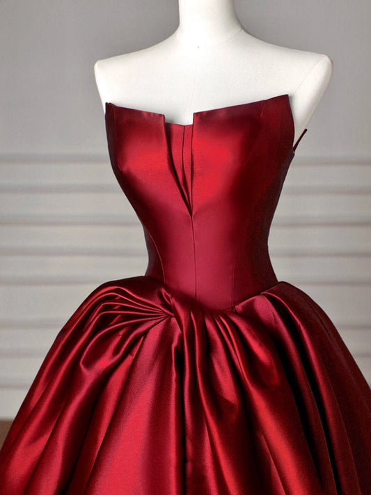 Satin Burgundy Prom Dress