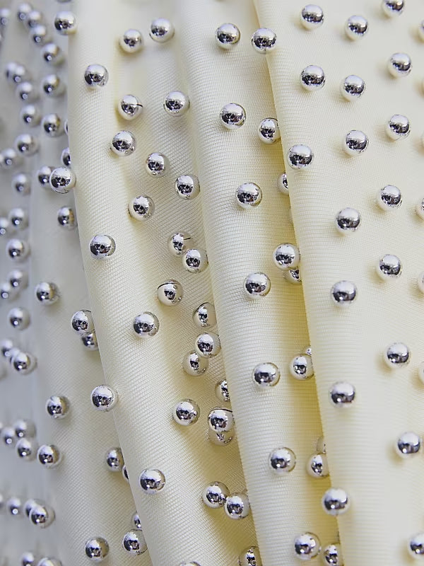 stephanie beading embellished halter backless maxi dress in Butter