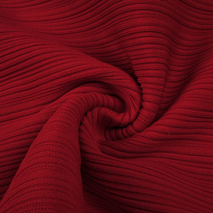 long sleeve pleated knit maxi dress in red