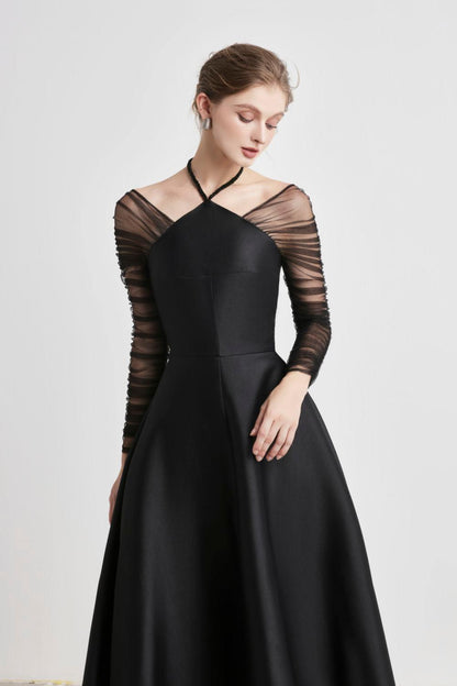 Bliss A-line Halter Neck Taffeta Midi Dress