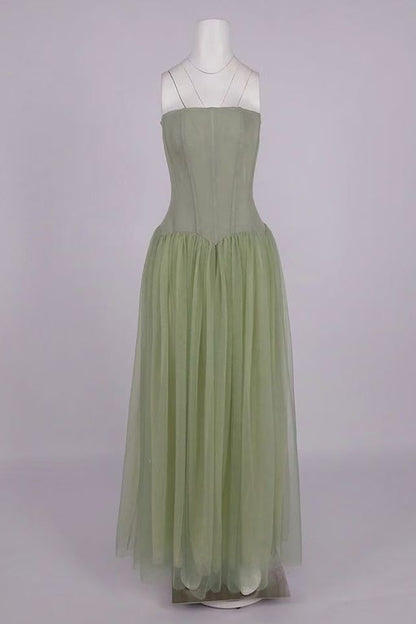 Sage Green Chiffon A-Line Floor-Length Gown