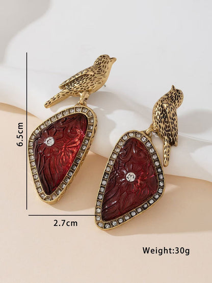Vintage Antique Gold Bird Dangle Earrings