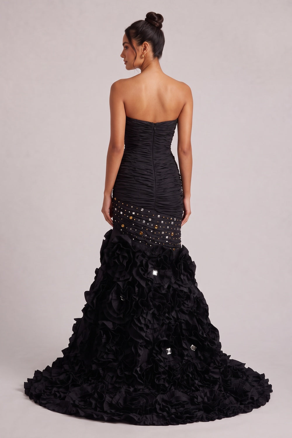 black taffeta mermaid gown black taffeta gown - product view 5