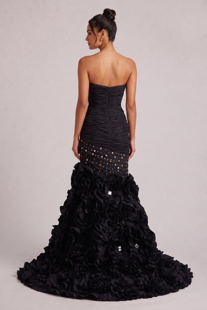 black taffeta mermaid gown black taffeta gown - product view 5