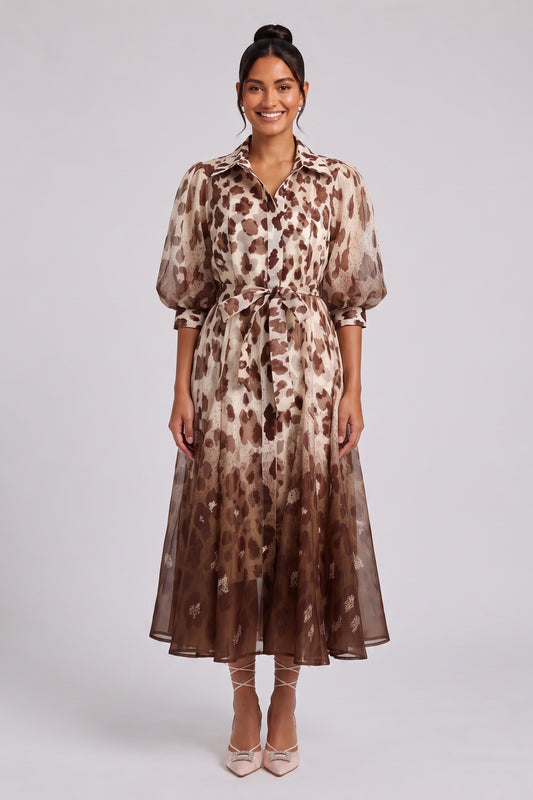 Premium Fabric Leopard Print Midi Dress Premium Fabric - product view 5