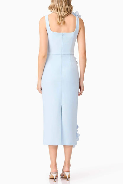 sabrina 3d flower Midi Dress in Blue