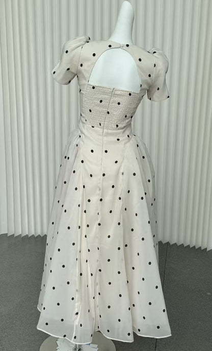 Javaneh White Polka Dot Maxi Dress