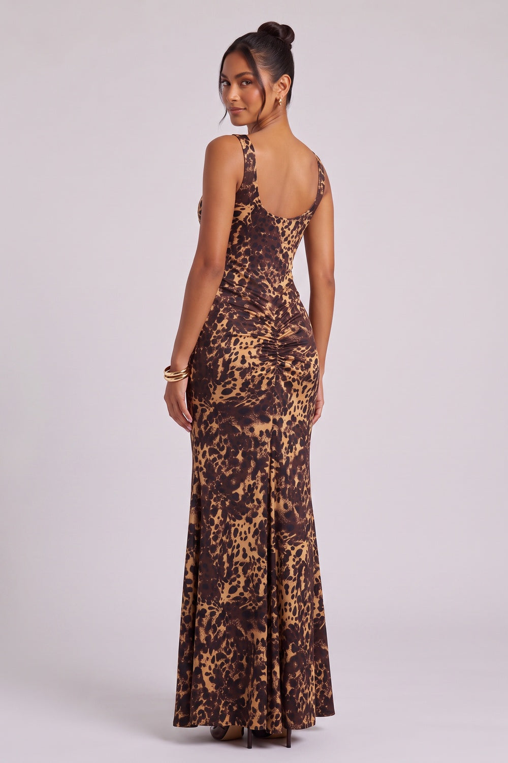 Leopard Print Floor-Length Maxi Dress Premium Fabric - product view 4
