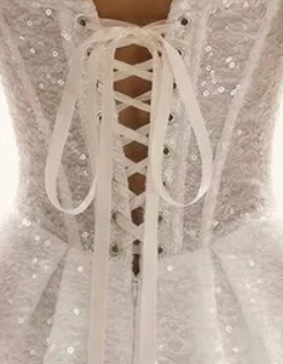 white sequined mesh tulle fit-and-flare mini dress