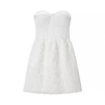 lily Flower Mini Dress In White