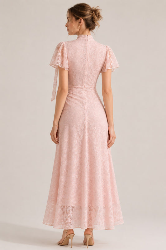 European Lace Midi Dress with Bow Neck Premium Fabric Womenswear - product view 5